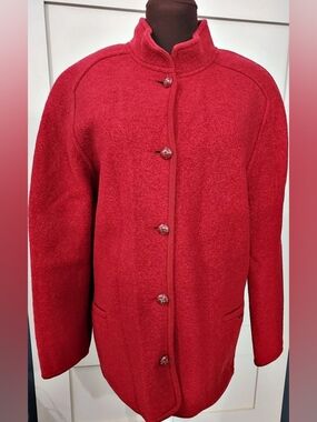 Geiger Boiled Wool Jacket Red Wool Pea Coat Size 36